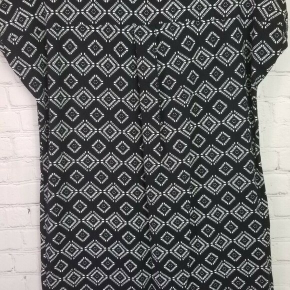 M&S COLLECTION INDIGO GEOMETRIC PRINT LINEN SHIFT DRESS SIZE US 8 UK 12 - Picture 6 of 9